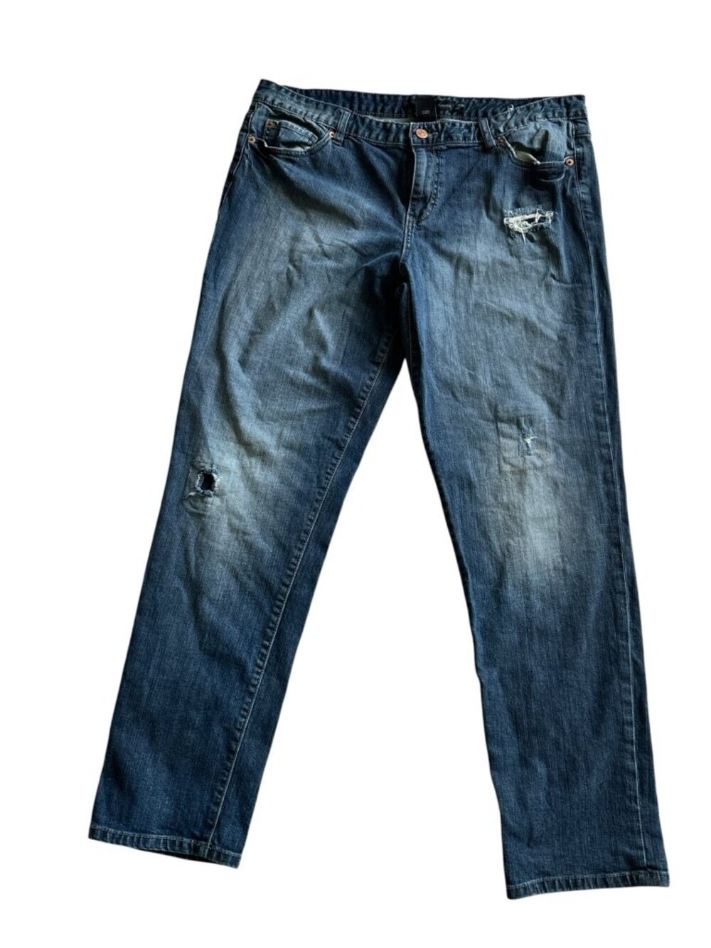 Calvin Klein Women's Blue Boyfriend Distressed Jeans
